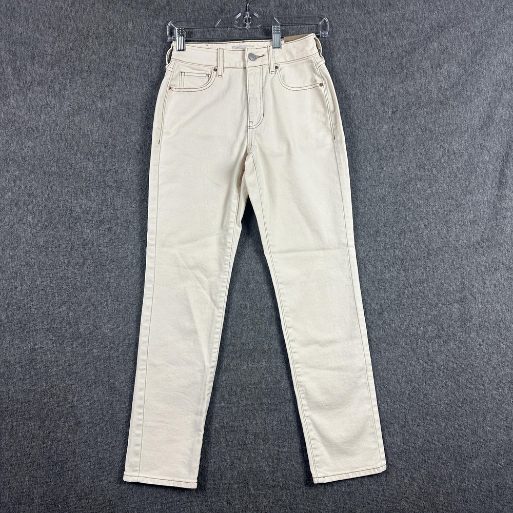PacSun Jeans Womens 23 White Stretch Mom High Rise Straight Leg Ankle Denim